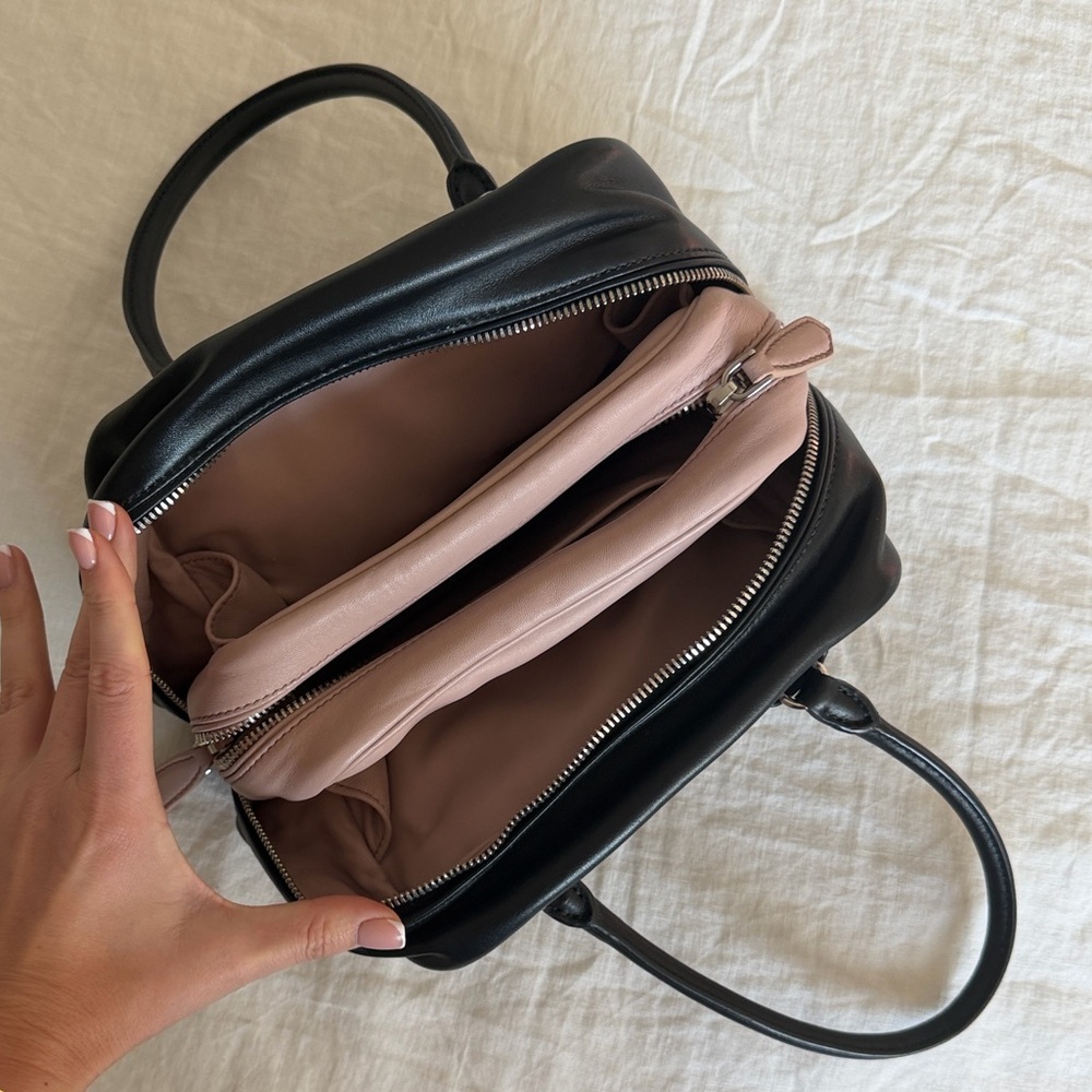 Prada Black Bauletto Saffiano Leather Bag with Soft Pink Calf Leather Interior - Picture 4 of 7